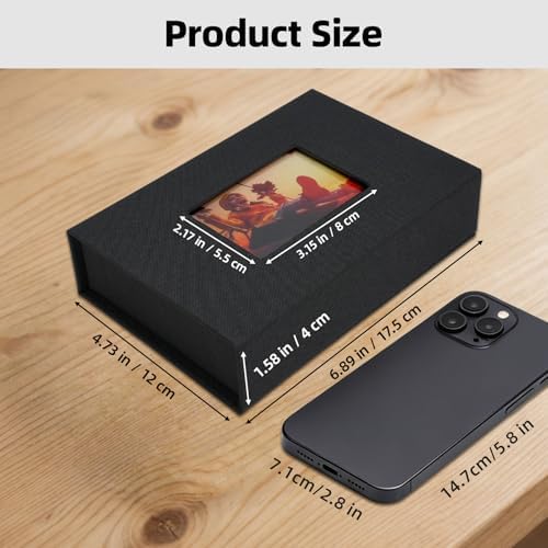 4x6 Photo Storage Box with Window, Linen Black - Image 2