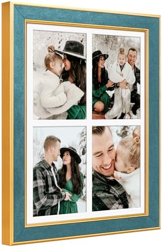 Suede 11x15 Picture Frame Display 4 Opening 5x7 Picture Frames Collage Wall Decor with Mat,Multi Photo Frame for Plexiglass,Wall Decor,1Pack,Blue by AnoziebyProductsunder
