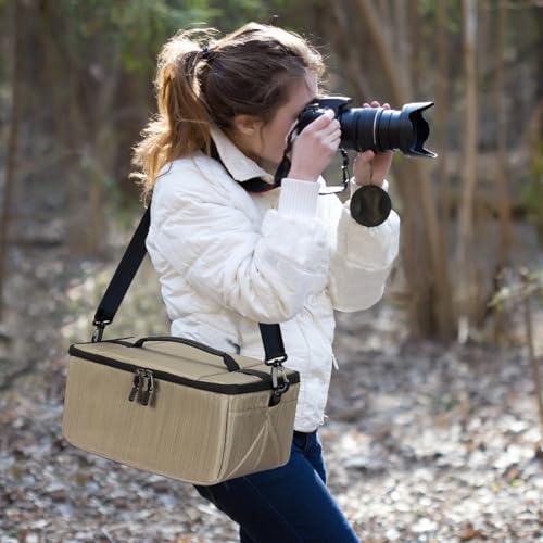 Koolertron Dslr Camera Insert Bag Purse Universal Liner Lens Pouch Partition Protective Cover Waterproof Sleeve for Cannon/Nikon/Sony (Khaki) - Image 3