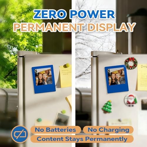 E-Paper Fridge Magnet Classic Plus, E-Ink Battery-Free Instant Photo Style Display, Wireless NFC Picture Frame, Phone-Controlled Acrylic Memo Board for Party/Travel/Home & Gifts, Compatible iPhone 13 and Newer (Blue) - Image 3