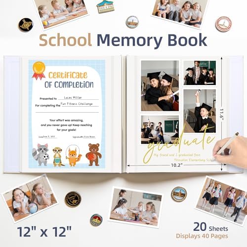 Large School Photo Album, 12 x 12 In, 40 Self-Adhesive Pages, Beige - Image 2