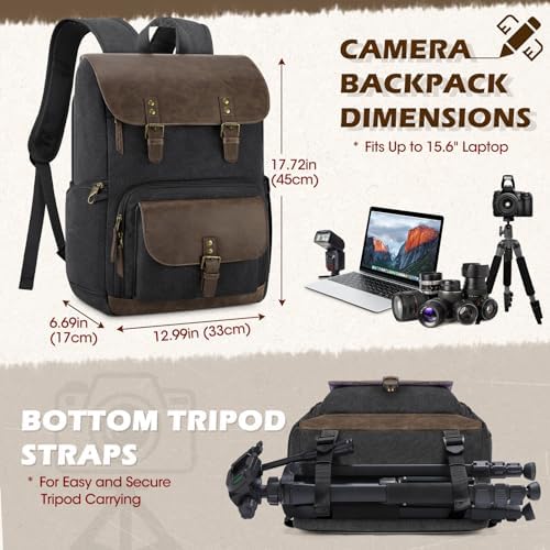 RAINSMORE Vintage Camera Bag with Side Access for DSLR/SLR Mirrorless - Image 6