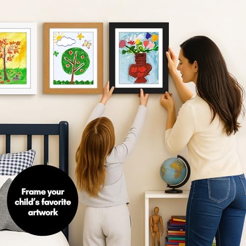 Americanflat Kids Artwork Frame Changeable (Black) - Magnetic Door Holds 100 Art Pieces - 8.5x11 Letter Size Display with Mat or 10x12.5 Without Mat - My Mini Masterpiece - Image 2