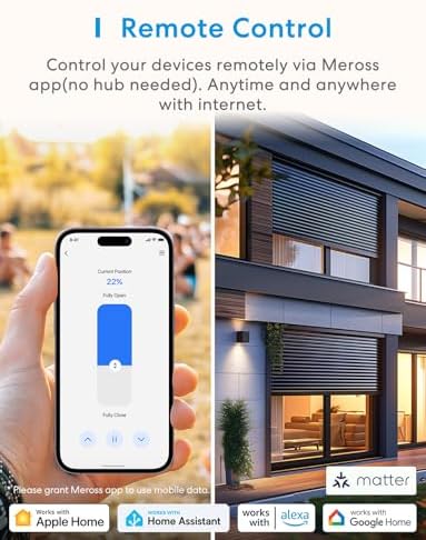 meross Matte Roller Shutter Switch Smart 80 x 80 mm, WLAN Roller Shutter Switch with Timer for Roller Shutters, Blinds, Awnings, Compatible with Alexa, Apple HomeKit and Google Home, 2 Pieces - Image 3