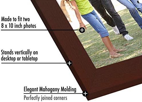 Americanflat Hinged 8x10 Picture Frame with Shatter-Resistant Glass - Double Picture Frames with Engineered Wood - Signature Collection - Photo Frame for Tabletop Display - Mahogany - Image 3