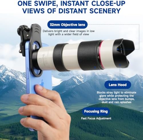 12X HD Telephoto Lens for iPhone/Samsung/Android, High Power Telephoto Camera Lens with Universal Clip Compatibility Most Smartphone Ideal for Concert, Outdoor Photography - Image 3