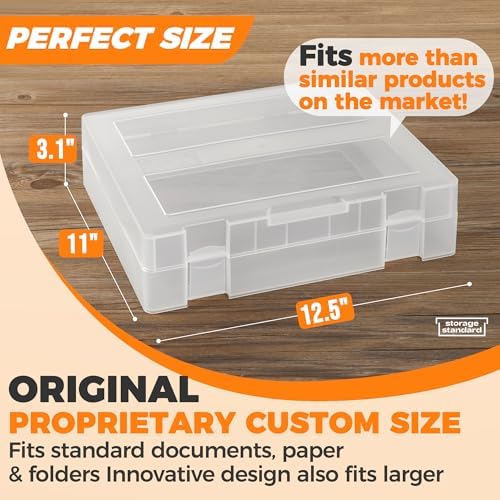 2-Pack Art and Craft Organizers and Storage Case – Thick Tall Transparent Stackable Plastic Craft Storage Containers, Project Organizer Paper Box Fits 8.5 x 11 Inch Papers & More, 12.4 x 10.8 x 3.1 In - Image 5