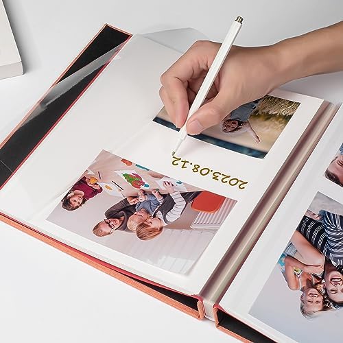 Photo Album Self Adhesive Scrapbook Album for 4×6 Pictures DIY Magnetic Linen Cover Album 15 Sheets/30 Blank Pages for Family Wedding, Birthday, Christmas, Anniversary (Orange) - Image 3