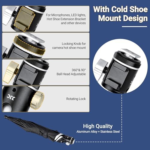 Upgrade Camera Hot Shoe Umbrella Sunshade with 3 Level Height Adjustable - Image 2