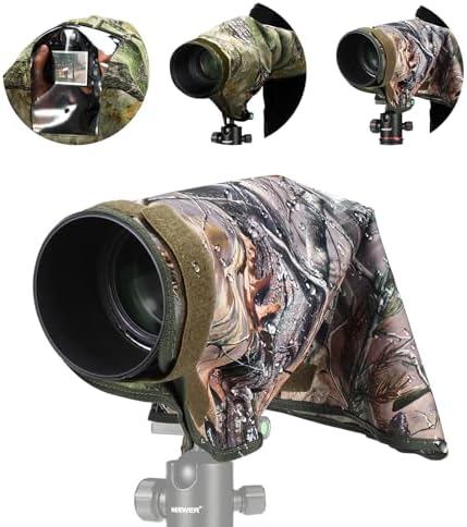 NEEWER Camera Rain Cover, M Medium Size Waterproof Raincoat Cover Sleeve for Canon Sony Nikon Fujifilm DSLR Camera & Lenses up to 200mm, Dual Sided Camouflage Green Camo Nylon, PB021 by Neewer