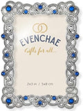 2x3 Mini Picture Frame: Silver Filigree + Blue Rhinestones by Evenchae