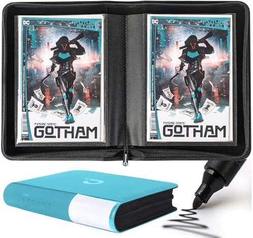 D DACCKIT Comic Binder，Comic Book Album with Sleeves Fits Regular Comics and Comic Bagged and Boarded - Comic Storage Binder Holds 24 Comic Books（Model A，Turquoise） by DDACCKIT