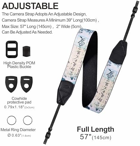 Padwa Lifestyle Chinese Style Camera Strap - 2" Wide Genuine Leather Ends Camera Straps for Photographers, Vintage Chinese Style Print Nylon Strap with Camera Quick Release fits All Cameras - Image 5