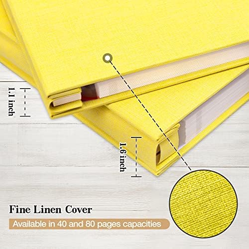 potricher Large Photo Album Self Adhesive 3x5 4x6 5x7 8x10 Pictures Linen Cover 80 Blank Pages Magnetic DIY Scrapbook Album with A Metallic Pen (Yellow, 11x10.6 inch 80 Pages) - Image 5