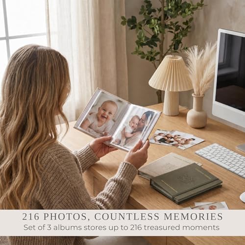 Beautiful Photo Album Set of 3 For 4x6 Pictures - Linen Album Holds 216 - Image 5
