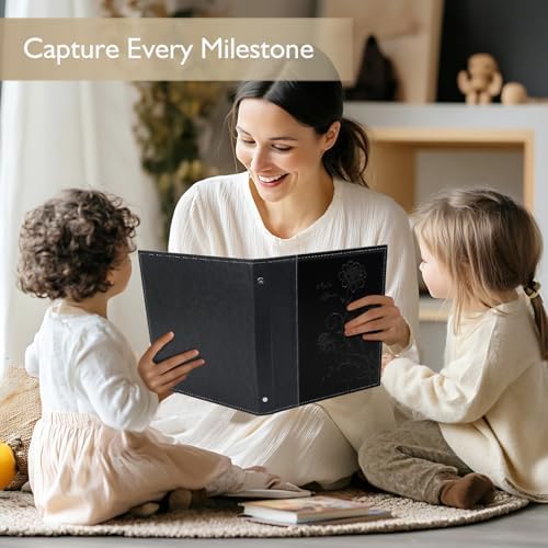 Photo Album 8x10 Clear Pages Pockets Leathe Cover Slip Slide in Photo Album Holds 100 Vertical 8x10 Photos Picture Book for Wedding Family (Black) - Image 5