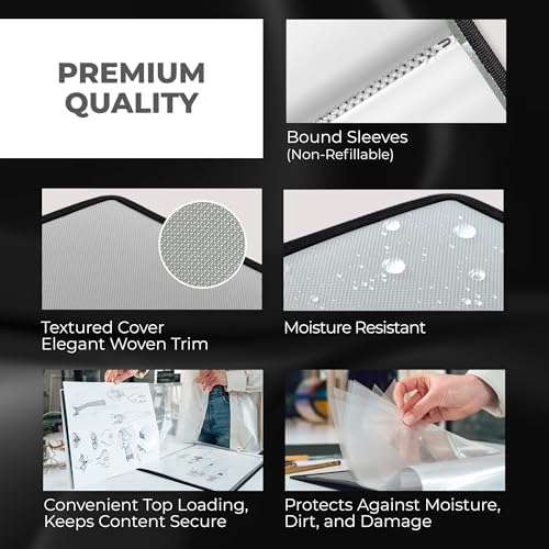 Dunwell 11x14 Art Portfolio Binder, 24-Sleeve, Mounting Paper, Silver - Image 5