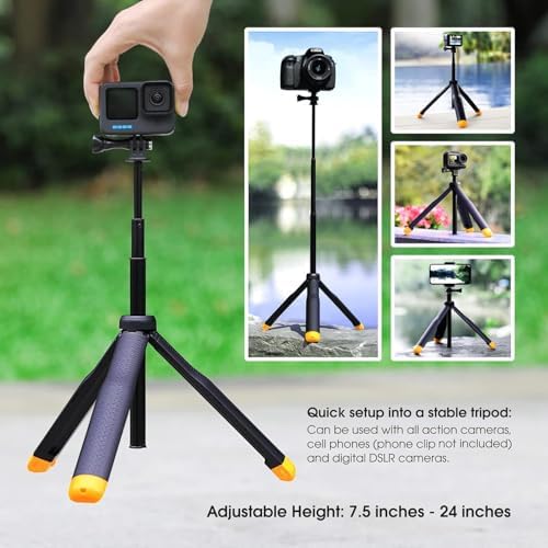 SOONSUN 4-in-1 Floating Tripod Selfie Stick for GoPro Hero 13 12 11 10 9 8 - Image 4