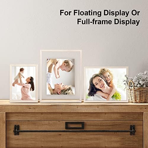 Egofine 8x10 Floating Frames Set of 2, Double Plexiglass Picture Frame, Made of Solid Wood Display Any Size Photo up to 8x10, Wall Mount or Tabletop Standing, Beige - Image 5