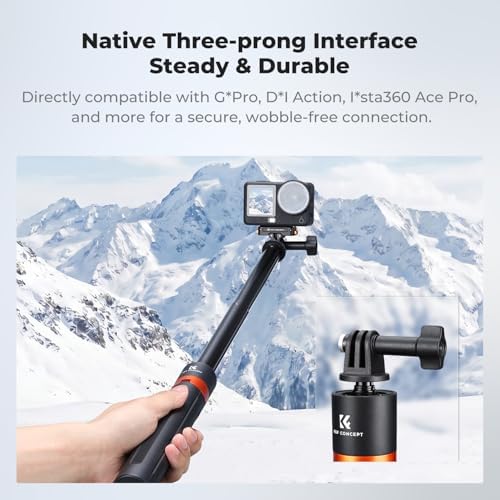 K&F CONCEPT 142cm/55.9" Telescopic Selfie Stick Tripod for Action Camera - Image 3