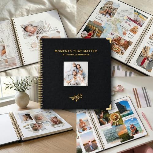 Beautiful Linen Scrapbook Photo Album 10"x10" - 40-Page Blank Guest Book - Image 5