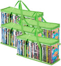 Stock Your Home DVD Storage Bags (Set of 4) Media Organizer Bag for DVDs, CDs, Blu Ray Disc, Movie Cases, VHS Box, Video Game Disks, Clear Plastic Holders with Carrying Handles and Zipper - Green by StockYourHome