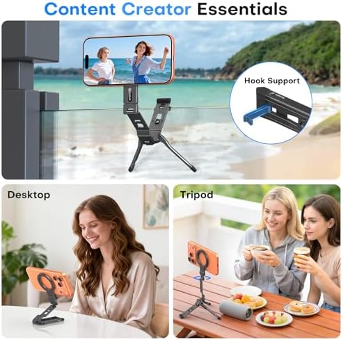 OMOTON TP03 [Ultra-Slim] 360° Rotating for MagSafe Tripod Stand with Hook - Image 3