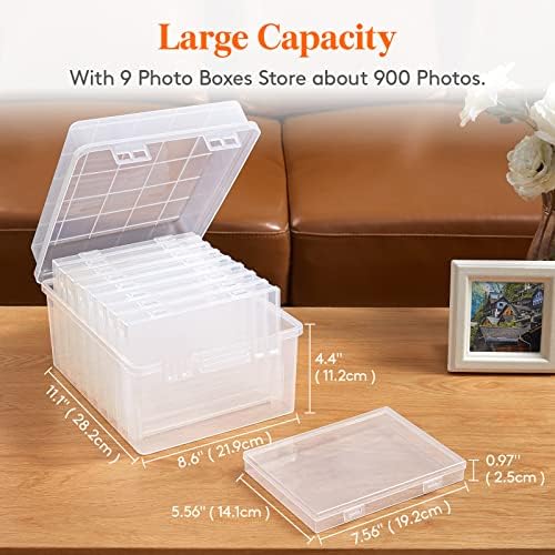 Lifewit 9 Pcs 5"x7" Photo Storage Box, Acid-Free, Clear - Image 2