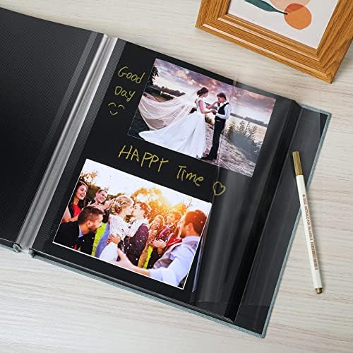 Spbapr Large Photo Album Self Adhesive Linen Cover Magnetic Scrapbook Album DIY Scrap Book 40 Black Sticky Pages for 3x5 4x6 5x7 8x10 Pictures with A Metal Pen - Image 4
