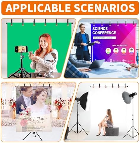 Forlogic Portable T-Shape Backdrop Stand Support Kit 8x5.3ft, Adjustable Photo Green Screen Back Drop Stand for Party, Photography Videography Studio (8×5.3Ft) - Image 7