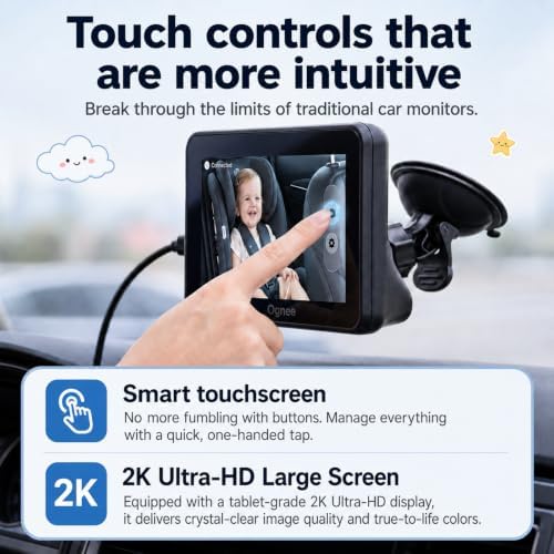 Ognee Baby Car Camera, Wirless 2K Crystial Clear Color Night Vision - Image 3