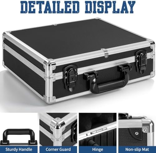 Aluminum Storage Case with Adjustable Dividers, Multi-Function Lockable Storage Carrying Case for Graded Card, Barber Tools, Makeup Tools, etc (Large) ﻿ - Image 6