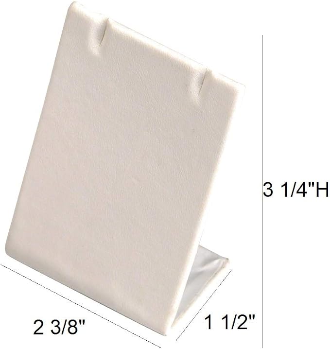 888 Display USA, Inc 12 Pieces White Leatherette Leaning Earring Stands/Jewelry Displays 3.5 Inches Tall (White Leatherette, 12) - Image 2