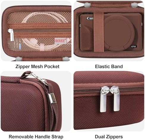 BOVKE Hard Case + Silicone Cover for Canon Powershot G7 X Mark III, Brown - Image 5