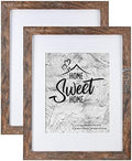 Califortree Rustic Brown 11x14 Picture Frame - Display Photos 8x10 with Mat or 11x14 Without Mat - Real Glass Inside - Set of 2 by Califortree