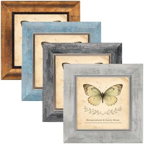 XUANLUO 5x5 Picture Frames Set of 4,Rustic Retro Photo Frame(Mix Color) by XUANLUO