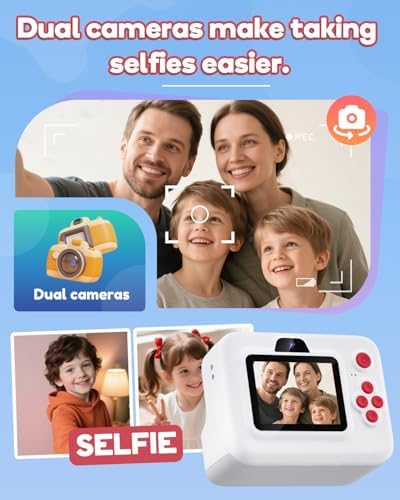 Dylanto Instant Print Camera for Kids,2.4 Inch Screen Kids Instant Cameras, Christmas Birthday Gifts for Girls Age 3-12, Portable Toddler Toy for 3 4 5 6 7 8 9 10 Year Old Girls Boys White - Image 4