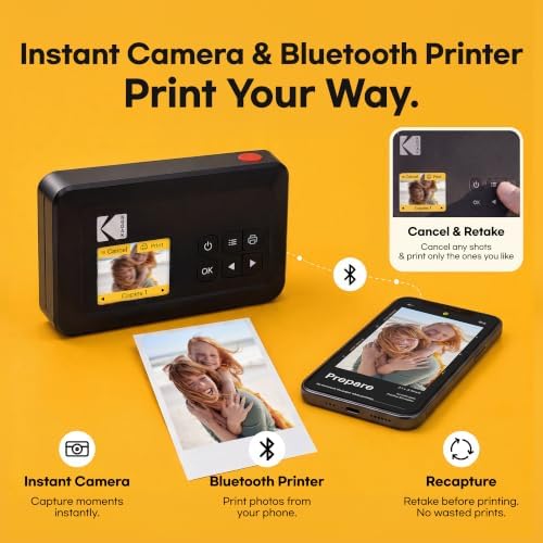 KODAK Mini Shot 2 Retro 2x3 Instant Camera, Photo Printer, 8 Sheets, White - Image 4
