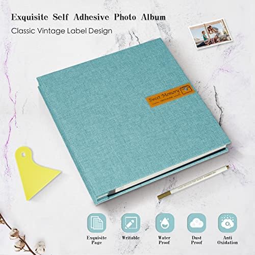 Spbapr Large Photo Album Self Adhesive Magnetic Scrapbook,DIY Scrapbook Album for 4x6 5x7 8x10 Picture,60 Pages Linen Cover Memory Book for Wedding Family Baby Pets, with Metallic Pen and Scraping - Image 4
