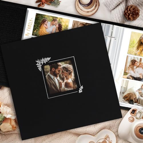 Lanpn 2 Packs Scrapbook Photo Album 12x12, Linen Window Design Cover Top Load 3 Ring Folder Binder Photo Book Photobook 12 x 12 inch with 30 Plastic Sleeves 60 Pages (Black) - Image 5