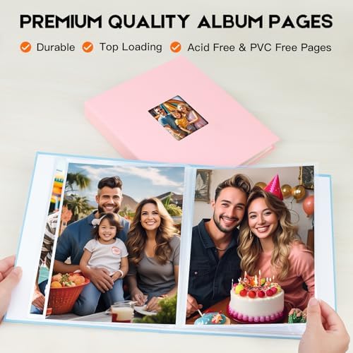 Aevdor 8.5x11 Photo Album, Holds 72 Photos, Linen Cover, Blue - Image 5