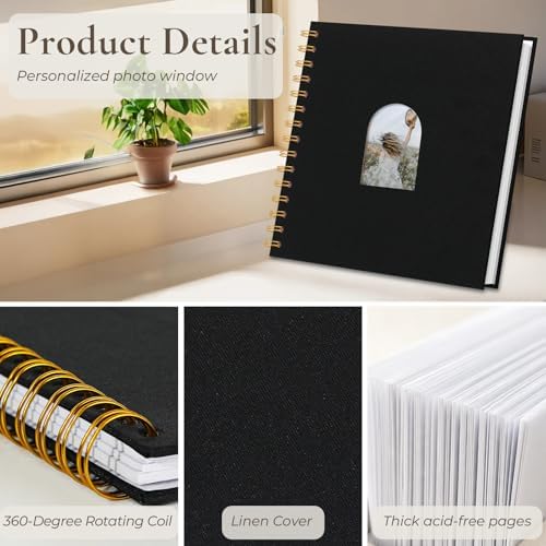 Vienrose Scrapbook Album,40 Pages,10x10 Inch,Black - Image 5