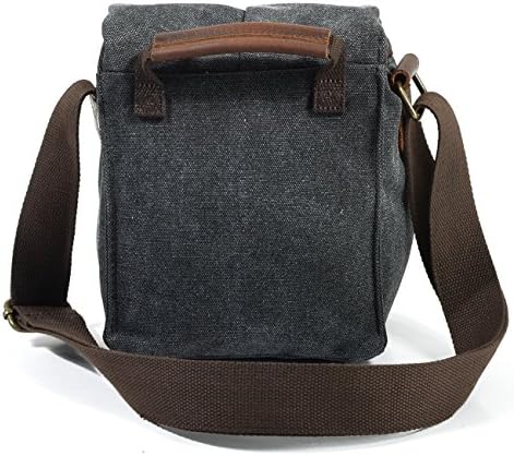 Small Camera Bag/Case, Vintage Canvase Leather Trim DSLR SLR Camera Shoulder Messenger Sling Bag - Image 2