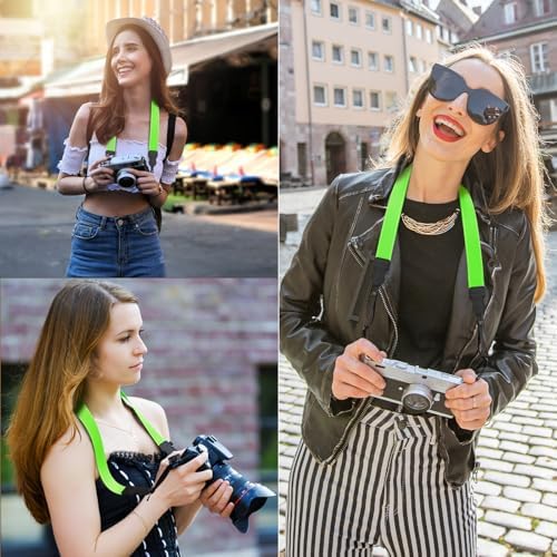 FIEIL Neck Strap Silicone Camera Straps - Padded Camera Strap, 1.5" Wide Adjustable Nylon Shoulder Strap - Compatible with Canon, Nikon, Sony, and More DSLR and Mirrorless Cameras (Fluorescent Green) - Image 3