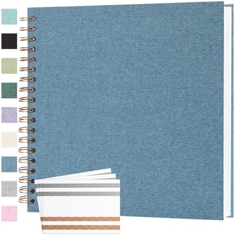 Scrapbook Photo Album 10x10 Inches 40 Pages Linen Cover Blue by Bonyomor