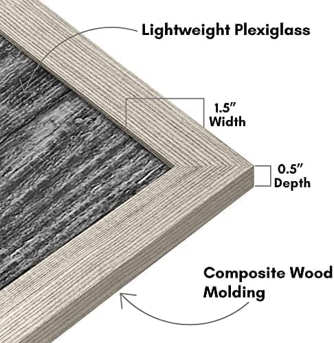 Americanflat 16x20 Poster Frame - Driftwood Engineered Wood with Polished Plexiglass - Wide Picture Frame for Vertical or Horizontal Wall Display - Epic Collection - Driftwood - Image 3