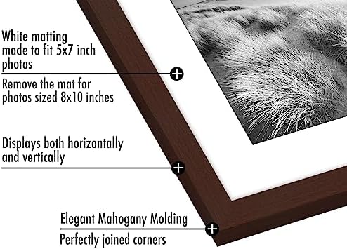 Americanflat 8x10 Picture Frame 5-Pack - Matted to 5x7 - Mahogany - Image 3