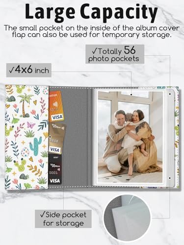 Photo Album 4x6, 56 Pockets Small Picture Book Cartoon Dinosaur - Image 4