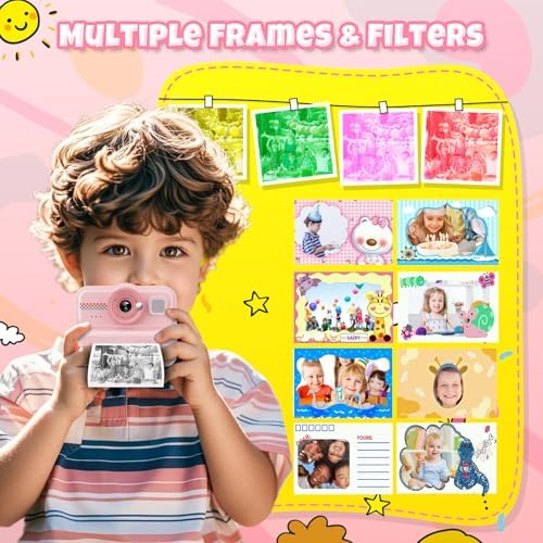 HiMont Kids Camera Instant Print, 1080P HD Instant Print Camera for Kids with 3 Rolls Print Paper & 32GB Card, Selfie Digital Camera for Kid, Ideal Kid Toys Gifts for Boys & Girls Age 3-14 (Pink) - Image 5