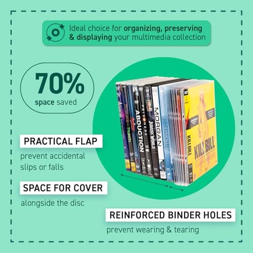 tarifold DVD Sleeves for 2-Ring Binders, Secure Closing Flap, 100 Pack - Image 6